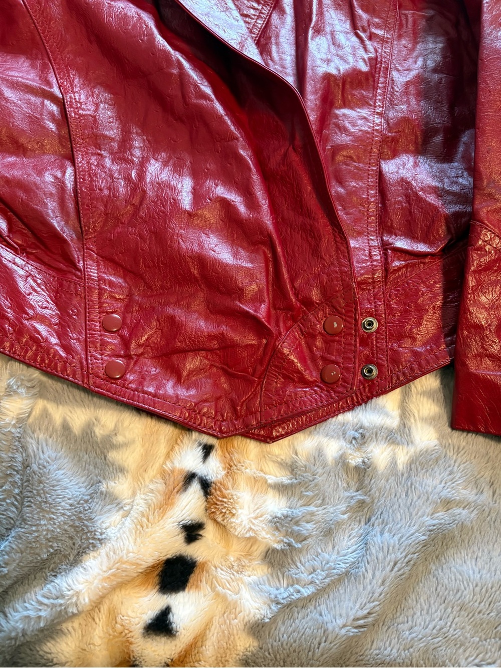 Women's Burgundy vintage Leather Jacket with Shawl Collar - Picture 2 of 5